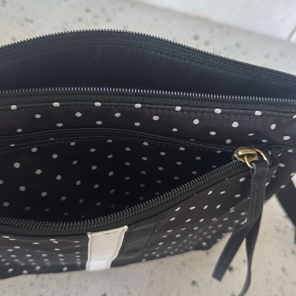 FOSSIL JENNA Crossbody Bag Black & White Polka Dot Textile Synthetic Casual Chic - Picture 4 of 12